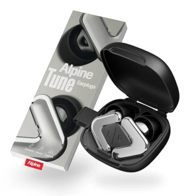 Afbeelding van Alpine Tune Festivaloordoppen, Muziekoordoppen met Geluidsdemping, Hifi Geluidskwaliteit, 19dB Gehoorbescherming Helder Geluid, 4 Maten Oordopjes, Voor Festivals, Feesten, Raves &amp; Clubs, Zilver