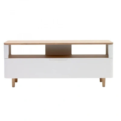 Afbeelding van Nordic Home Rune tv meubel 120 cm eikenhout naturel/wit Hout
