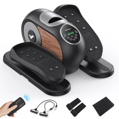 Afbeelding van MERACH Mini elektrische crosstrainer, ondertafel, ellipstrainer voor thuis met afstandsbediening, display, antislip pad, 12 snelheden, stil en draagbaar, senioren, volwassenen