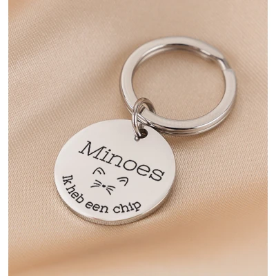 Afbeelding van Kattenpenning met Naam &#039;Ik heb een chip&#039; Kies je Symbool