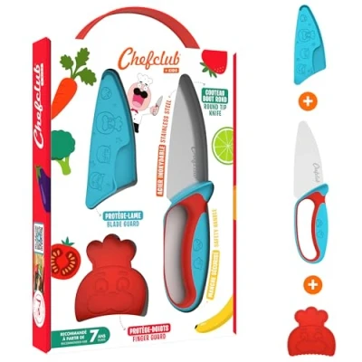 Afbeelding van Chefclub Network Mes voor kinderen: met vingerbescherming, mesbescherming en ergonomische handgreep.