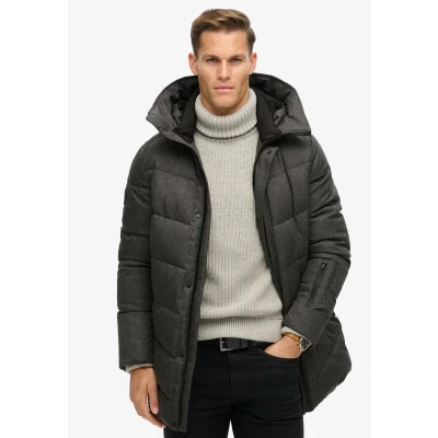 Afbeelding van Superdry CITY Chevron Padded Winterjas, Heren, Maat: Small, Grey herringbone