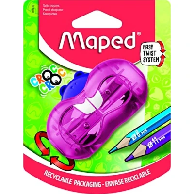 Afbeelding van Maped Puntenslijper CROC TWIST Bieber 2 penmaten met opvangdoos willekeurige kleurkeuze