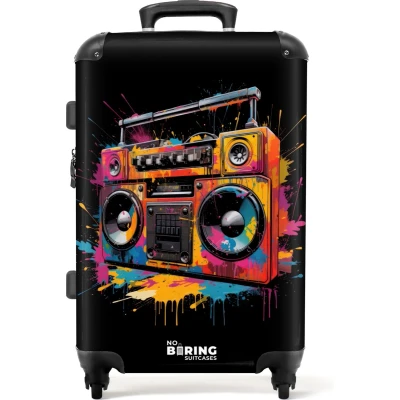 Afbeelding van NoBoringSuitcases.com® Koffer groot Rolkoffer lichtgewicht Radio met kleurrijke verf Reiskoffer 4 wielen Grote trolley XL 20 kg bagage
