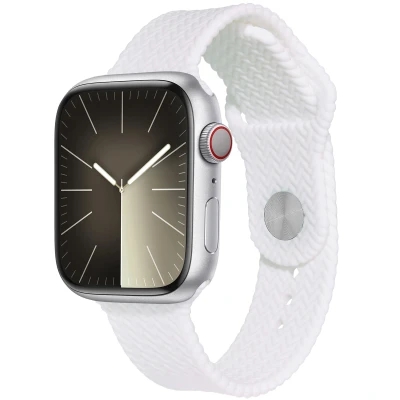 Afbeelding van Apple Watch bandje Siliconen en TPU (zacht) Wit Geschikt voor Series 1/2/3/4/5/6/7/8/9/10/SE/Ultra/Ultra 2 (44/45/46/49 mm) Black