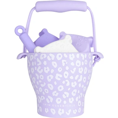 Afbeelding van Swim Essentials Strand Speelset Lila Panterprint Strandspeelgoed Emmertje, schepje &amp; 3 vormpjes
