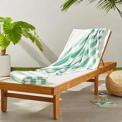 Afbeelding van Amazon Basics Strandhanddoeken, Cabana Stripe, 2 stuks, gestreept, zeeschuimgroen, 76 x 152 cm