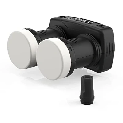 Afbeelding van DUR line 6 Monoblock Single LNB Astra 19,2E + Hotbird 13E 1 deelnemer &amp; 2 satellieten (MB6 US) dubbele LNC met geïntegreerde DiSEqC Full HD, 4K, 8K, 3D weerbestendig mobiele afscherming