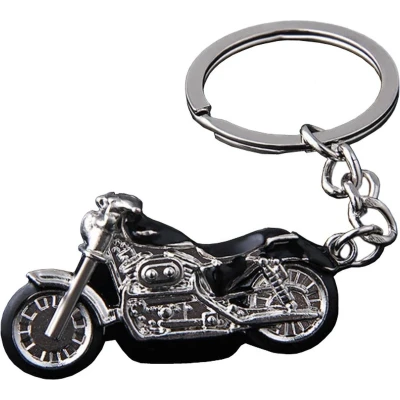 Afbeelding van Klassieke Motorfiets Sleutelhanger I Sleutelhouder Motor Chopper Retro Zilver/Zwart