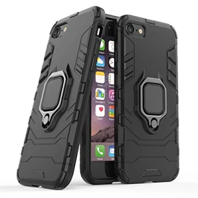 Afbeelding van Compatibel met iPhone7, iPhone8 Hoesje, 360 Graden Ring Standaard Schokbestendige Hoes voor Apple iPhone 7, 8 (Zwart)