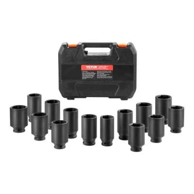 Afbeelding van VEVOR asmoer slagdoppenset 1/2 inch aandrijving 14 delig metrisch