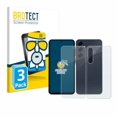 Afbeelding van BROTECT Screenprotector voor Samsung Galaxy A55 5G Enterprise Edition (Voor+Achter) Folie Beschermfolie Beschermglas matte (3 Stuks)