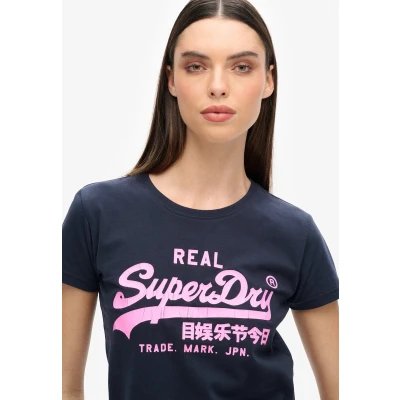 Afbeelding van Superdry Graphic Tshirt print, Dames, Maat: 34, Eclipse navy