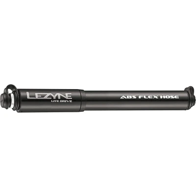 Afbeelding van Lezyne Lite Drive Lichtgewicht handpomp Presta, Dunlop en Schrader ventielen ABS Flex Hose CNC Aluminium Maat S Zwart