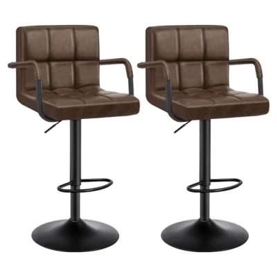 Afbeelding van WOLTU 2 X Barkrukken zitting in Fluweel en metalen Draaibaar verstelbaar Barstoelen Donkergrijs,BH223dgr