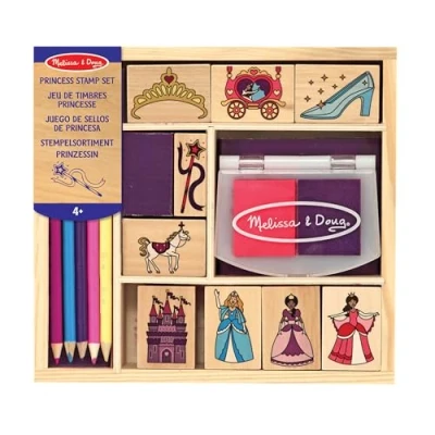 Afbeelding van Melissa &amp; Doug Prinsessen houten stempel voor kinderen, schildersets kinderen van 4 jaar, prinsessenspeelgoed meisjes en jongens, prinsessencadeaus jarige knutselset