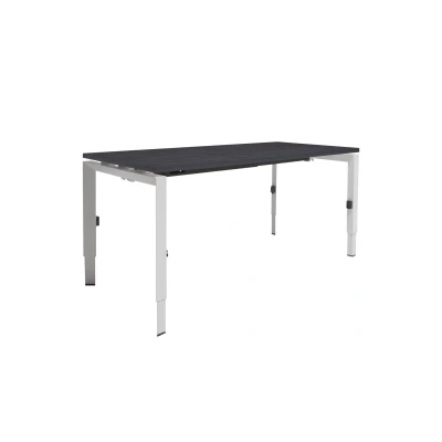 Afbeelding van Linesto N3 bureau, hoogte instelbaar (65 85cm) met 180x80cm Schaduwzwart zwevend 25mm blad en wit (RAL9010) vierpoot N frame (poot driehoekig 50x50x75 mm.), (met geïntegreerde kabelgoot)