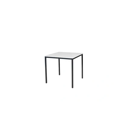 Afbeelding van Domino Basic bureautafel, vaste hoogte met 80x80cm licht grijs 25mm blad en zwart (RAL9005) 4 poot frame