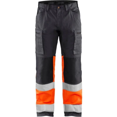 Afbeelding van Blaklader Werkbroek met stretch High Vis 1551 1811 Medium Grijs/ Oranje C64