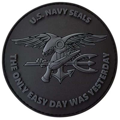 Afbeelding van 2AFTER1 All Black ACU US Navy Seals The Only Easy Day was Yesterdag DEVGRU Subdued Morale PVC Fastener Patch