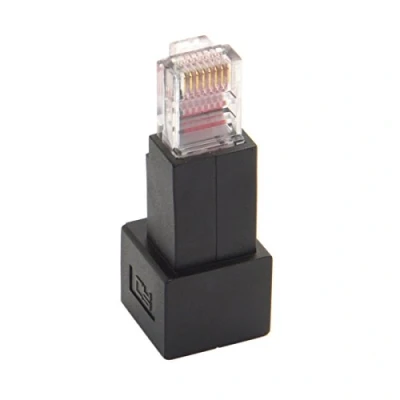 Afbeelding van cablecc 90 Graden 8P8C FTP STP UTP Cat 5e Mannelijk naar Vrouwelijk LAN Ethernet Netwerk Uitbreiding Adapter (Zwart beneden Hoek)