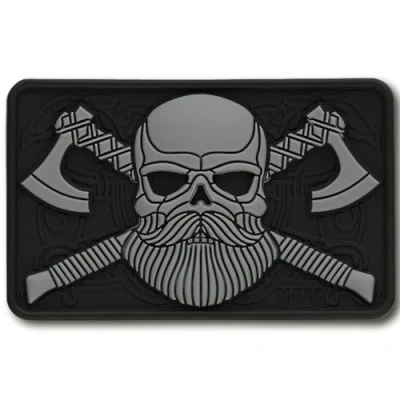 Afbeelding van M Tac Tactische baard schedel patch moreel voor militaire uitrusting leger patches kleding, jassen, rugzakken, hoeden met haaksluitingen (zwart/grijs)