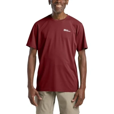 Afbeelding van Jack Wolfskin Delgami S/S Sport Tshirt, Heren, Maat: Small, Deep ruby