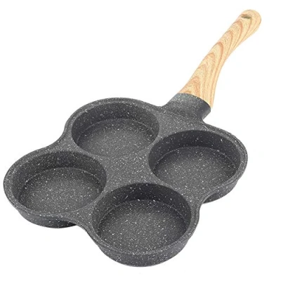 Afbeelding van 14 Inch Non stick Koekenpan 4 Gaten Aluminium Pannenkoek Omelet Maker Pan voor Gasfornuis Inductie Kookplaat