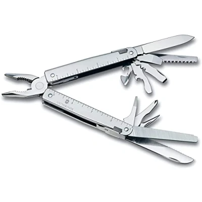 Afbeelding van Victorinox Multifunktionswerkzeug Swiss Tool (26 Funktionen, Kombi Zange, Metallsäge, Halter, Feststellbar) silber