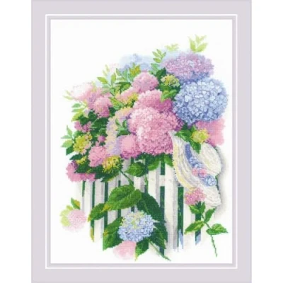 Afbeelding van Borduurpakket Hortensia Tuin