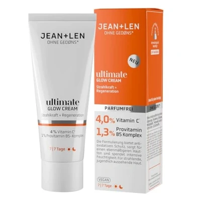 Afbeelding van Jean &amp; Len Ultimate Glow Cream, ideaal voor alle huidtypes, zorgt een stralende teint, met vitamine C derivaat, geurvrije en veganistische gezichtscrème, 50 ml