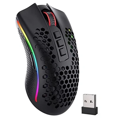 Afbeelding van Redragon M808 draadloze gamingmuis, computermuis met honingraatschelp, 16.000 instelbare DPI, optische gamermuizen, 7 programmeerbare knoppen, ergonomische muis, oplaadbare lichtgewicht muizen voor