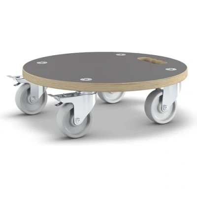 Afbeelding van WAGNER Plantentrolley MAXIGRIP Ø 38 x 11 cm I Containertrolley voor binnen + buiten FSC gecertificeerd transporthulp hout met 2 remmen Laadvermogen 250 kg Made in Germany 20110701