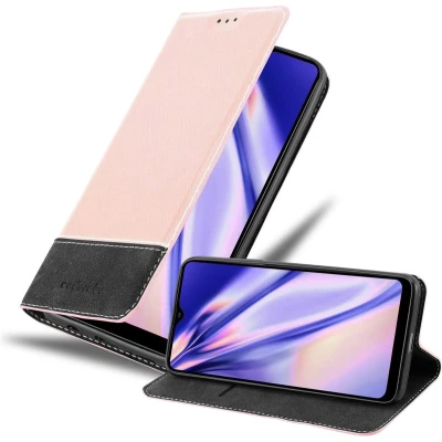 Afbeelding van Cadorabo Hoesje geschikt voor Samsung Galaxy A20s in ROSE GOUD ZWART Beschermhoes met magnetische sluiting, standfunctie en kaartvakje Book Case Cover Etui