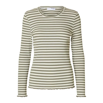 Afbeelding van Selected Femme Slfanna CREW NECK TEE STR NOOS Longsleeve, Dames, Maat: 42, Vetiver
