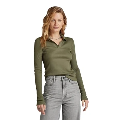 Afbeelding van G Star RAW ribgebreide top van biologisch katoen groen