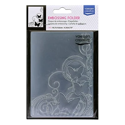 Afbeelding van Vaessen Creative Embossingmap, vlinder 14,5 x 10,8 0,5 cm, 1 eenheid, voor verjaardag, geboorte, kerstkaarten en papierambachten