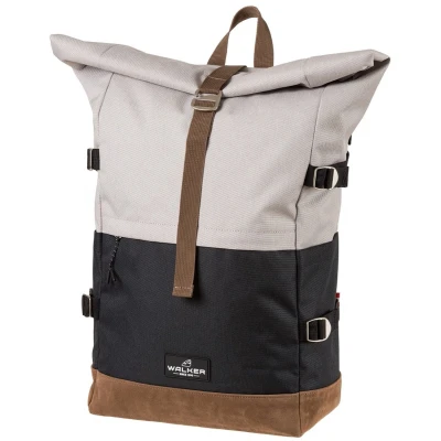 Afbeelding van Rugzak Lifestyle Roll Up Two / Schoolrugzak Walker Vegan Ergonomisch Zijvakken voor drinkflessen Waterafstotend 23 liter uitrol baar tot 30 Kleur: Licht grijs, Antraciet, Cognac bruin