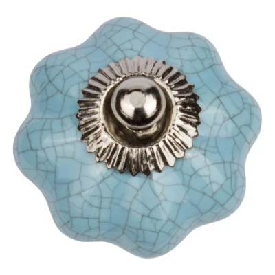 Afbeelding van Meubelbeslag Meubelknop 42mm turquoise bloem craquelé