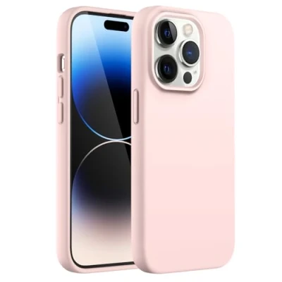 Afbeelding van JETech Siliconen Case voor iPhone 14 Pro 6,1 Inch, Zijdezachte Volledig Lichaam Beschermhoes, Schokbestendige Hoesje met Microvezelvoering (Roze)