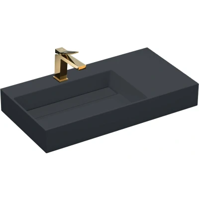 Afbeelding van Rea Archi Conglomeraat Opzetwastafel Grijs 89,5X48X13Cm