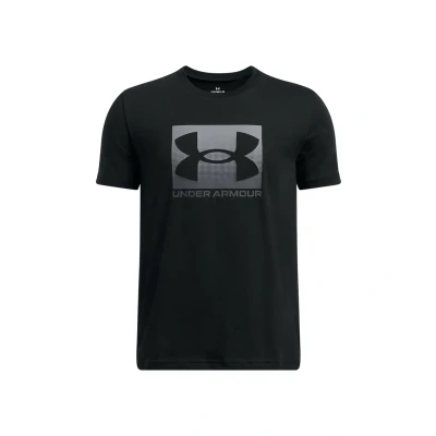 Afbeelding van Under Armour Boy&#039;s Boxed Logo T shirt met korte mouwen, Zwart//Pitch Grey, 150/160 cm