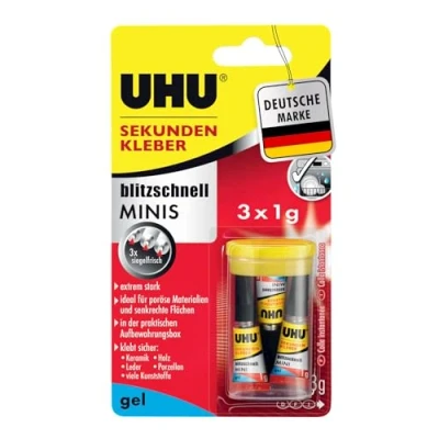 Afbeelding van UHU 45370 Superglue Instant Mini Gels, 3 x 1 g