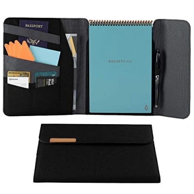 Afbeelding van Rocketbook Flip Capsule Folio Cover 100% recyclebare hoes met pennenhouder, magnetische sluiting en binnenopslag zwart, uitvoerend formaat (6&quot; x 8,8&quot;) (Cap FLP E CGN)