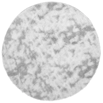 Afbeelding van vidaXL hoogpolig vloerkleed 160x160 cm polyester zilvergrijs