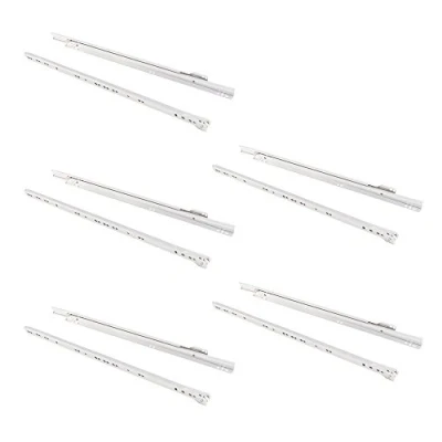 Afbeelding van Emuca Ladelopers 600mm met gedeeltelijke verlenging in witte kleur, set van 5 schuifregelaars voor lade