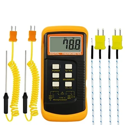 Afbeelding van DANOPLUS Hoge Nauwkeurigheid Digitale K Type Thermokoppel Thermometer ( 50 1300 C) met Dubbele Kanalen 4 Probes (Bedraad &amp; Roestvrij staal) Handheld Kelvin Scale Meter Tester