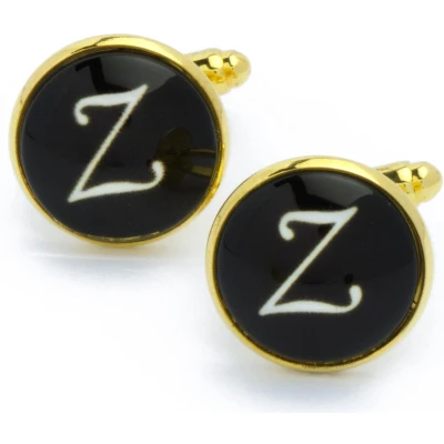 Afbeelding van Manchetknopen Letters Initialen Letter Z Goud Zwart