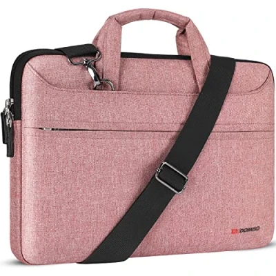 Afbeelding van DOMISO 14 inch LaptopTas Waterdichte Zakelijke Aktetas Laptop Case Messenger Bag Schoudertas werktas notebooktas voor 14&quot; HP Stream Pavilion 14/Lenovo Yoga 710/14&quot; ThinkPad A475 Laptop/Asus,Roze