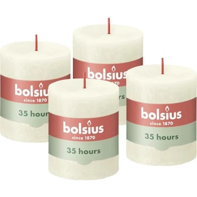 Afbeelding van Stompkaarsen Shine 4 st rustiek 80x68 mm zacht parelkleurig